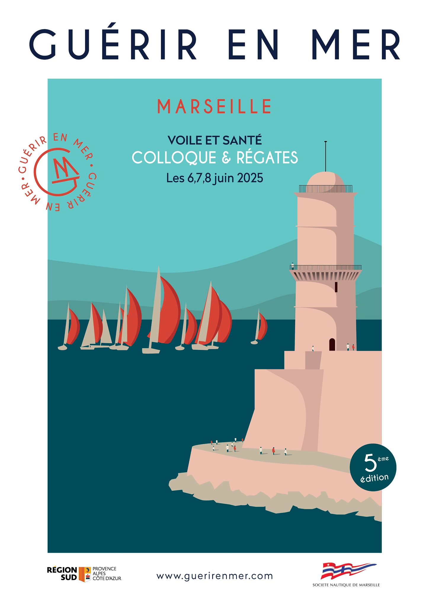 Colloque et regates annuels Guerir En Mer juin 2025 affiche